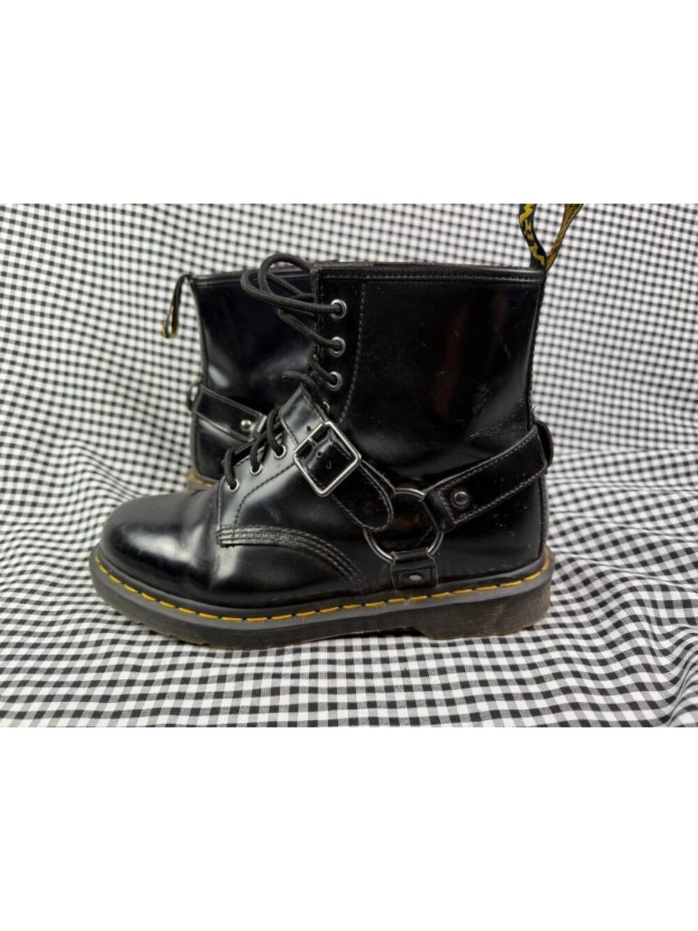 Dr. Martens 1460 Harness Boots Black Leather 8 Eye Lace Up Men’s 10 Goth / Punk